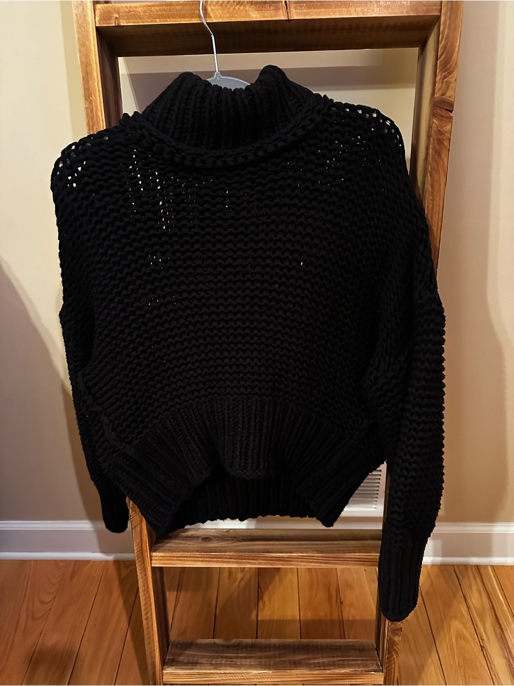 Free People Black Chunky Turtleneck Sweater